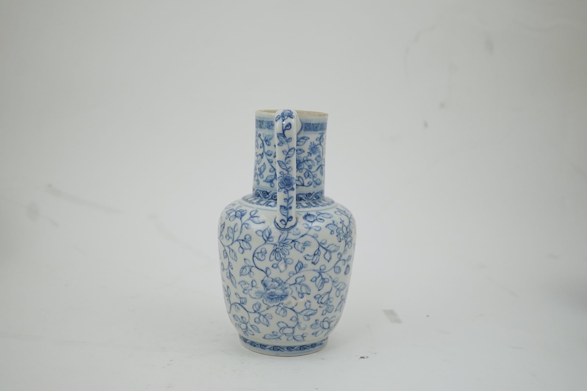 A Chinese blue and white ewer, Hongzhi mark, probably Qing dynasty